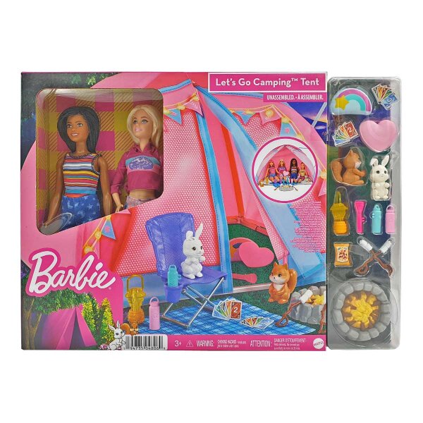 Barbie Lets Go Camping Zelt mit 2 Barbie Puppen und Zubehör